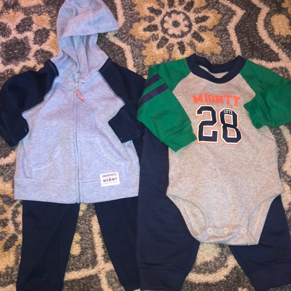 2sets of Carter’s 9mo long sleeve lil boy outfits